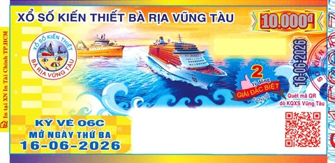 Giải đặc biệt Kỳ vé 6C mở thưởng ngày 16/06/2026