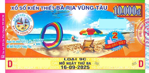 Giải đặc biệt Kỳ vé 9C mở thưởng ngày 16/09/2025