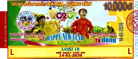 Giải đặc biệt Kỳ vé 1B mở thưởng ngày 14/01/2020