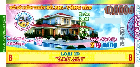 Giải đặc biệt Kỳ vé 1D mở thưởng ngày 26/01/2021
