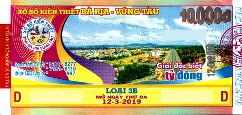 Giải đặc biệt Kỳ vé 3B mở thưởng ngày 12/03/2019