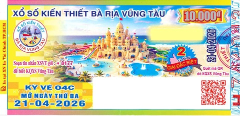 Giải đặc biệt Kỳ vé 4C mở thưởng ngày 21/04/2026