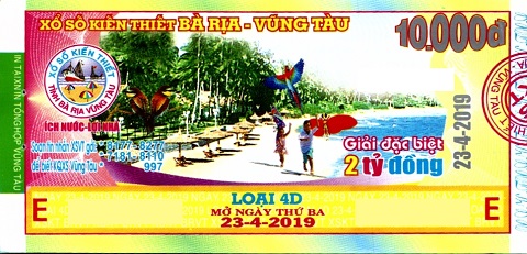 Giải đặc biệt Kỳ vé 4D mở thưởng ngày 23/04/2019