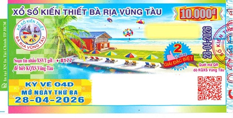 Giải đặc biệt Kỳ vé 4D mở thưởng ngày 28/04/2026