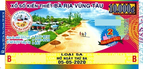 Giải đặc biệt Kỳ vé 5A mở thưởng ngày 05/05/2020