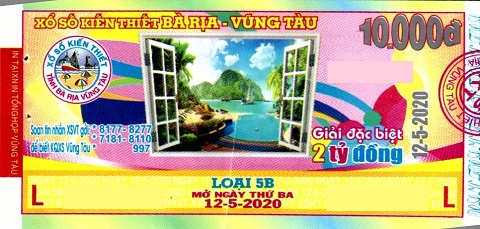 Giải đặc biệt Kỳ vé 5B mở thưởng ngày 12/05/2020