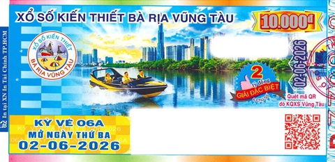 Giải đặc biệt Kỳ vé 6A mở thưởng ngày 02/06/2026