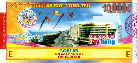 Giải đặc biệt Kỳ vé 6B mở thưởng ngày 09/06/2020