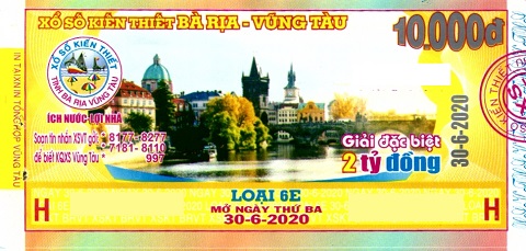 Giải đặc biệt Kỳ vé 6E mở thưởng ngày 30/06/2020