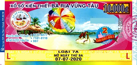 Giải đặc biệt Kỳ vé 7A mở thưởng ngày 07/07/2020