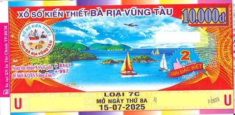 Giải đặc biệt Kỳ vé 7C mở thưởng ngày 15/07/2025
