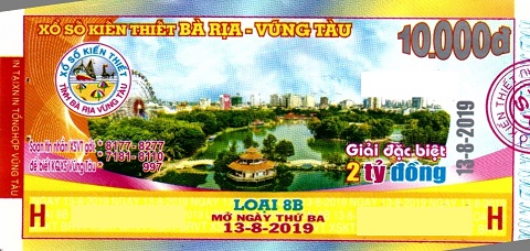 Giải đặc biệt Kỳ vé 8B mở thưởng ngày 13/08/2019