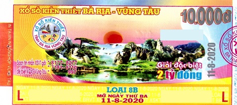 Giải đặc biệt Kỳ vé 8B mở thưởng ngày 11/08/2020