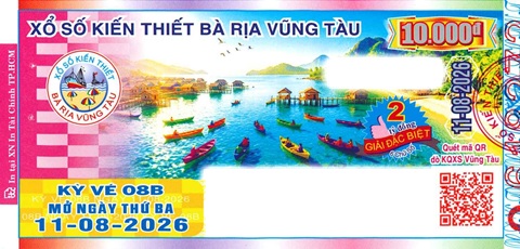 Giải đặc biệt Kỳ vé 8B mở thưởng ngày 11/08/2026