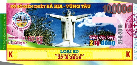 Giải đặc biệt Kỳ vé 8D mở thưởng ngày 27/08/2019