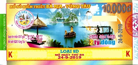 Giải đặc biệt Kỳ vé 9D mở thưởng ngày 24/09/2019