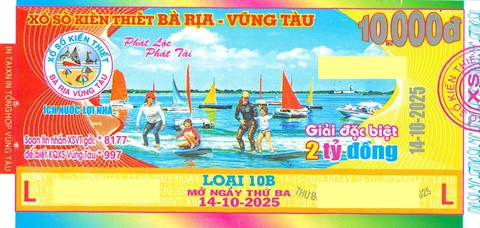 Giải đặc biệt Kỳ vé 10B mở thưởng ngày 14/10/2025