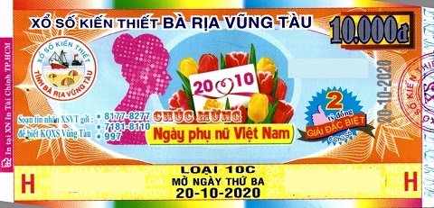 Giải đặc biệt Kỳ vé 10C mở thưởng ngày 20/10/2020