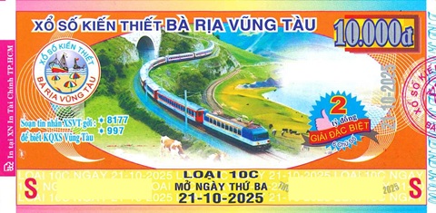 Giải đặc biệt Kỳ vé 10C mở thưởng ngày 21/10/2025