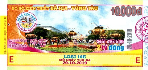 Giải đặc biệt Kỳ vé 10E mở thưởng ngày 29/10/2019