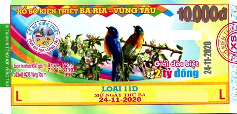 Giải đặc biệt Kỳ vé 11D mở thưởng ngày 24/11/2020
