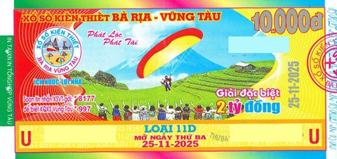 Giải đặc biệt Kỳ vé 11D mở thưởng ngày 25/11/2025
