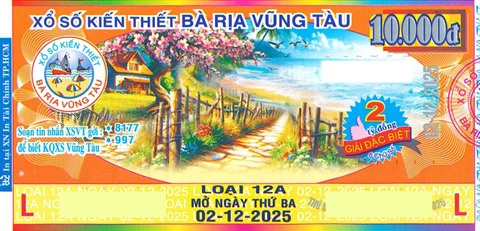 Giải đặc biệt Kỳ vé 12A mở thưởng ngày 02/12/2025