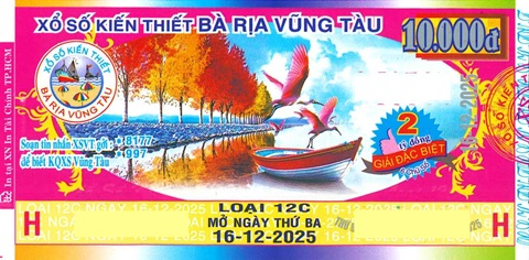 Giải đặc biệt Kỳ vé 12C mở thưởng ngày 16/12/2025